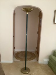 GREEN AND BRASS FLOOR LAMP