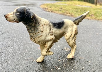 Vintage Cast Iron Pointer Dog Doorstop By Hubley