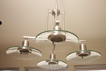 Great Glass & Chrome POSTMODERN Industrial Chandelier