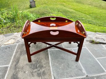 Butler's Tray Top Table In Flame Mahogany With Shell Inlay