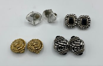 4 Pairs Of Clip Earrings ~ 2 TJM USA & 2 Unmarked ~