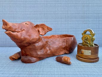 A Ceramic Pig And Decorative Institutional Award