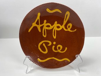 Breininger Redware Pottery Apple Pie Plate, 1982