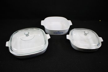 Set Of Three MCM Pyrex Sunflower Baking Ware