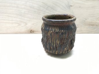 VINTAGE MID CENTURY MODERN ARTISAN HAND-THROWN GLAZED POTTERY VESSEL SIGNED SN