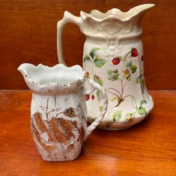 2 Small Antique Pitchers - Old Foley Strawberry