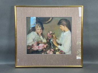 Sir George Clausen, Fine Art Print, Two Girls Arranging Flowers