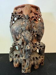 Intricately Carved Soapstone Vase