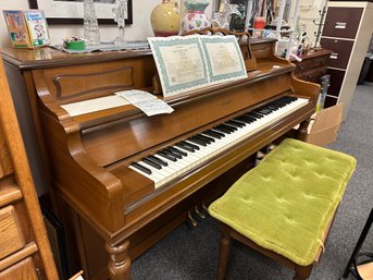 Upright Krakauer Piano & Storage Bench With Original Paperwork