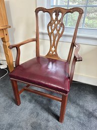 Mahogany Dining Armchair With Red Cushion