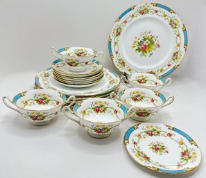 Vintage Shelley England Dubarry Pattern Fine Bone China Dishes With Gold Accents (Over 20 Pieces)