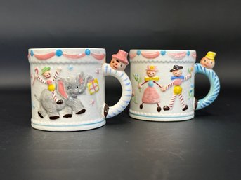 Vintage Kitsch: Circus-Themed Sip-Handle Mugs