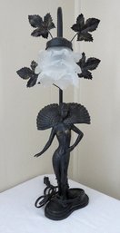 Art Nouveau Leaf & Star Metal Decorator Lamp