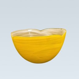 Large Yellow Bowl With Swirl Design