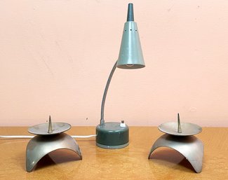 Mid Century Desk Accessories - Lamp And Candlesticks