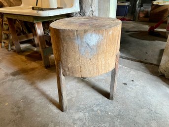 Antique Round Butcher Block Stand