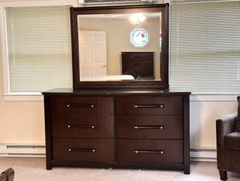 Contemporary Bedroom Suite: Long Dresser With Mirror