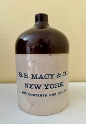 Vintage Glazed Ceramic Crock - Marked RH Macy & Co New York