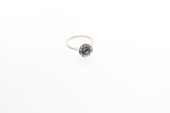 14k White Gold Diamond Sapphire Ring Size 7.25