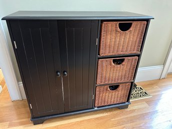 Storage Cabinet With Woven Basket Organizers