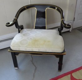 Century Chair Co., Hickory NC James Mont Style Black Lacquer & Brass Chinoiserie Chair