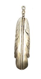Vintage Navajo HJ Chavez Sterling Silver Feather Pendant