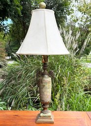 An Antique Bronze And Marble Table Lamp - AS IS