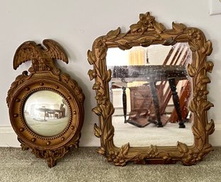 Framed Gold Ornate Mirror& Vintage Syroco Wood Federal Eagle Picture Framed/Mirror Made In USA.