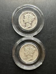 2 Mercury Dimes 1942, 1942-S