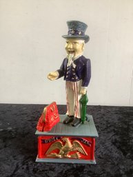 Cast Iron Uncle Sam Coin Bank