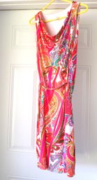 Cache Colorful Sundress With Gold Woven Belt Sz L