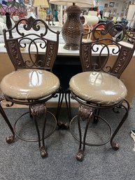 Pair Of Metal Swivel Bar Stools  Ashley