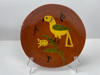 Breininger Redware Pottery, Bird & Flower, 1981, Signed