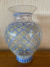 Hand Painted Glass Vase. 10' Tall