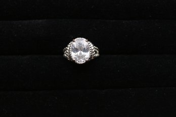 Sterling Silver Large Cz Ring Size 7.50