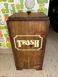 Vintage Wooden Kitchen Trash Can