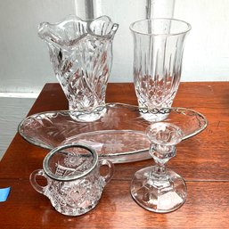 Assorted Glass And Crystal Table Pieces