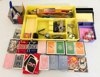Vintage Playing Cards And Desktop/Office Items