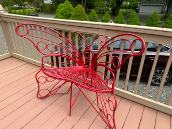 Red Metal Butterfly Bench