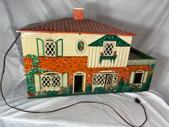 Vintage Marx Pressed Tin Metal Two Story Doll House 28x12x19in