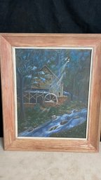 Original Signed Oil Painting Of Watermill By EM Gergely