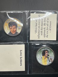 Set Of 2 Colorized Elvis $.50 Cent Pieces Legal Tender