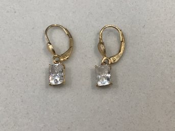 14 K Gold CZ Dangle Earrings 2.13 Grams