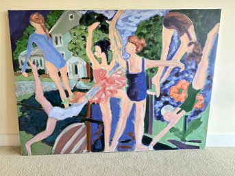 Large Original Painting Of Children Dancing