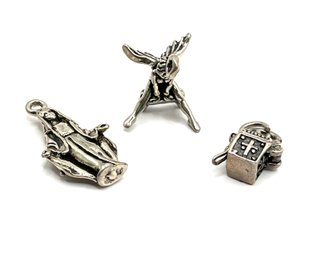Vintage Sterling Silver Religious Lot Of 3 Charms