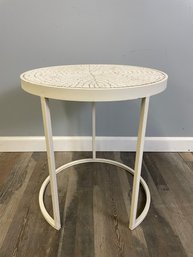 White Mosaic Tile Side Table