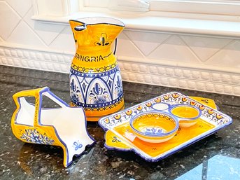 A Set Of Spanish Painted Ceramics