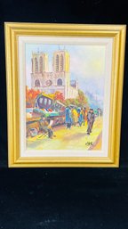 Painting Of Notre Dame In Frame - Artist Signed