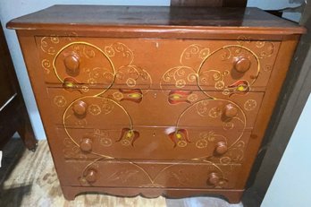 Wonderful Folk Art Hand Painted Chest And Bureau ~ Tree Of Life ~