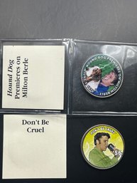 Set Of 2 Colorized Elvis $.50 Cent Pieces Legal Tender